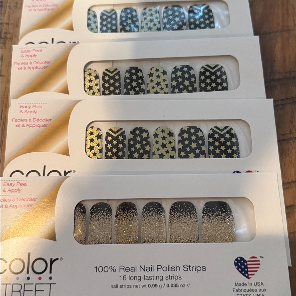 Color Street Bundle 4 Black and gold Nail Sets Star glitter